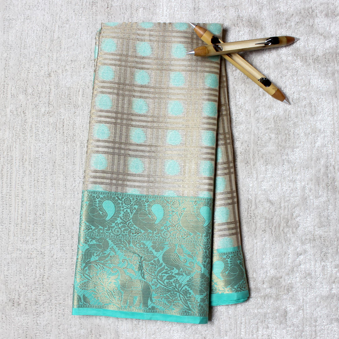 Kuberan Golden Blue Kota Saree