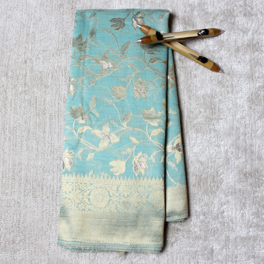 Kuberan Blue Raw Silk Saree