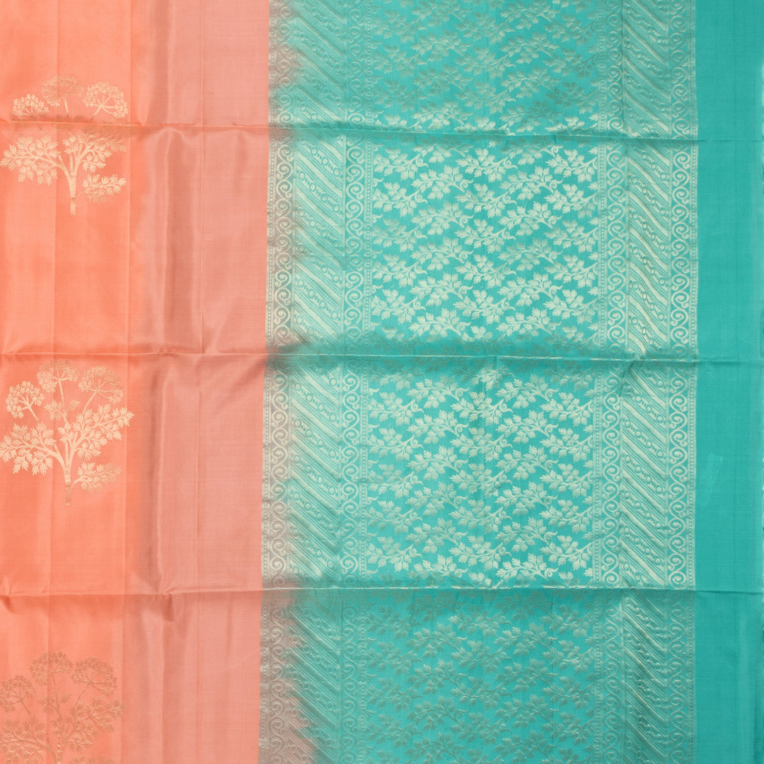 Kuberan Peach Pure Soft Silk Saree