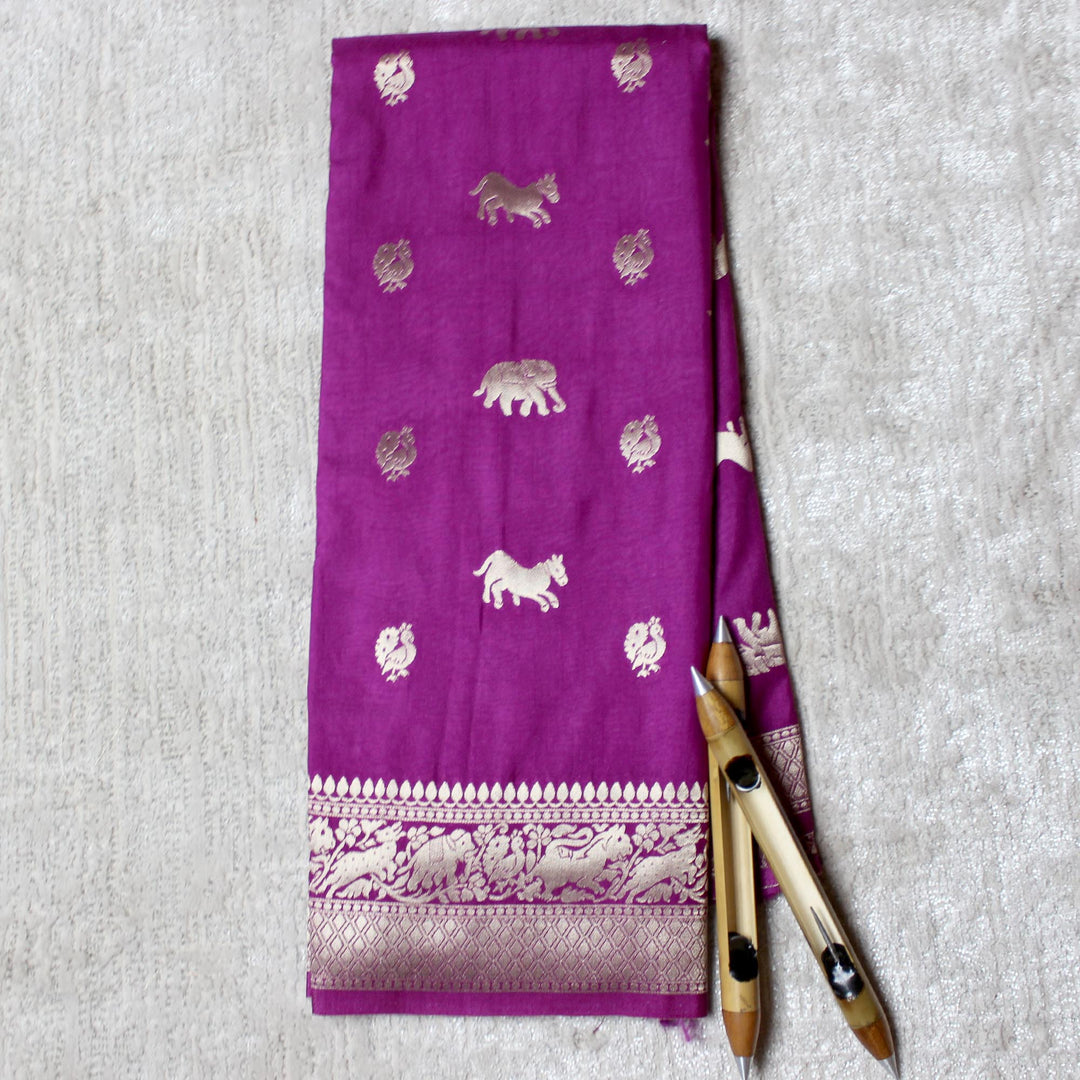 Kuberan Rani Pink Raw Silk Saree