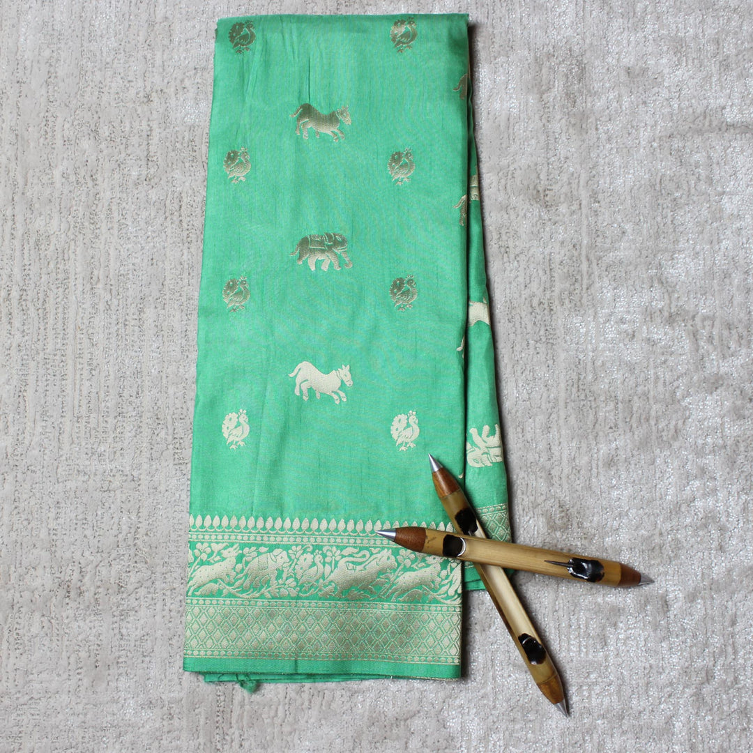 Kuberan Green Semi Banarasi Saree