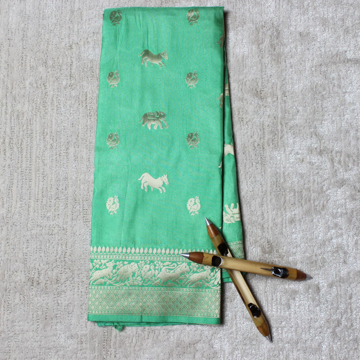 Kuberan Green Semi Banarasi Saree