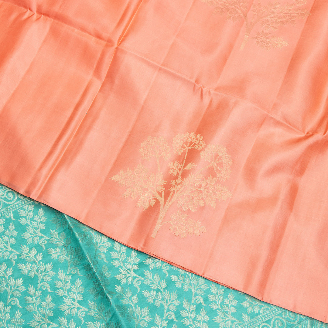 Kuberan Peach Pure Soft Silk Saree