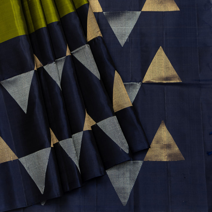 Kuberan Green With Blue Pure Soft Silk Saree