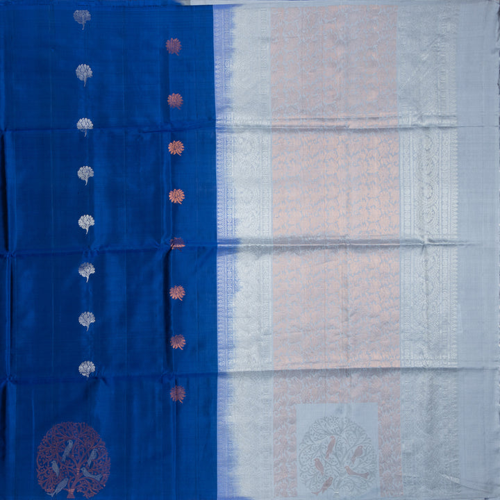 Kuberan Royal Blue Pure Soft Silk Saree