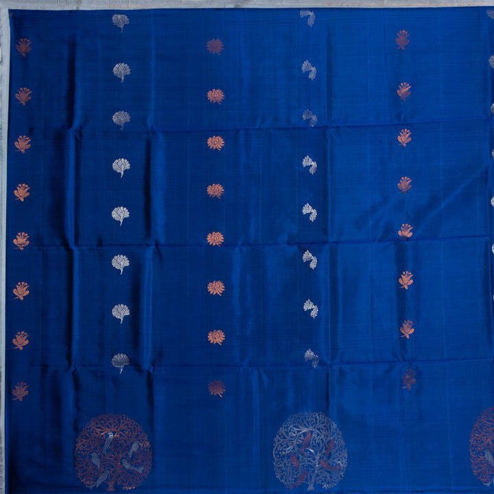 Kuberan Royal Blue Pure Soft Silk Saree