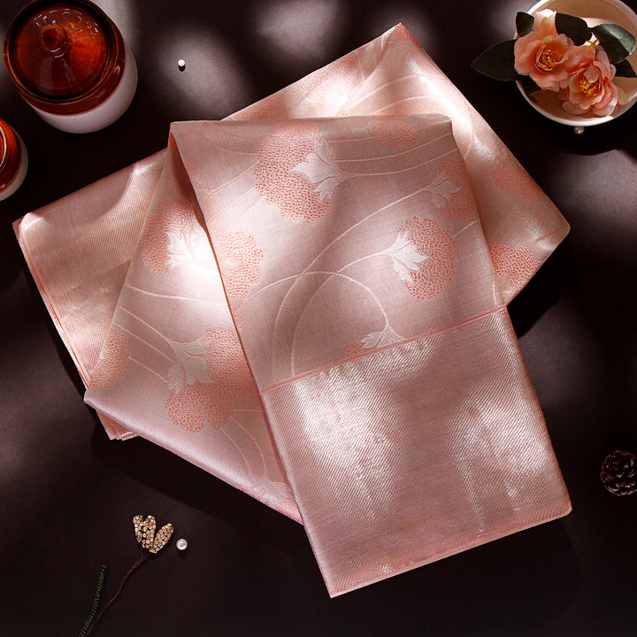 Kuberan Light Peach Colour Kanchivaram Silk Saree