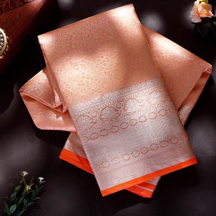 Kuberan Light Orange Kanchivaram Silk Saree