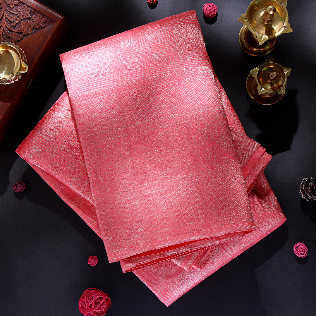 Kuberan Peach Kanchivaram Silk Saree
