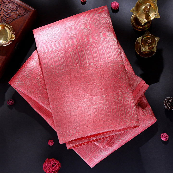 Kuberan Peach Kanchivaram Silk Saree