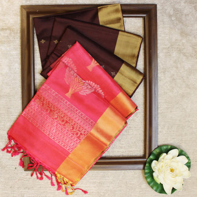 Kuberan Coffe Pink Soft Silk Saree