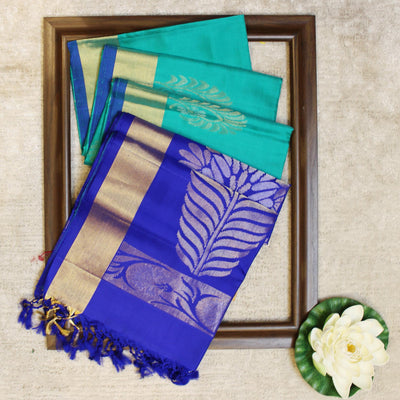 Kuberan Rama Green Royal Blue Pure Soft Silk Saree