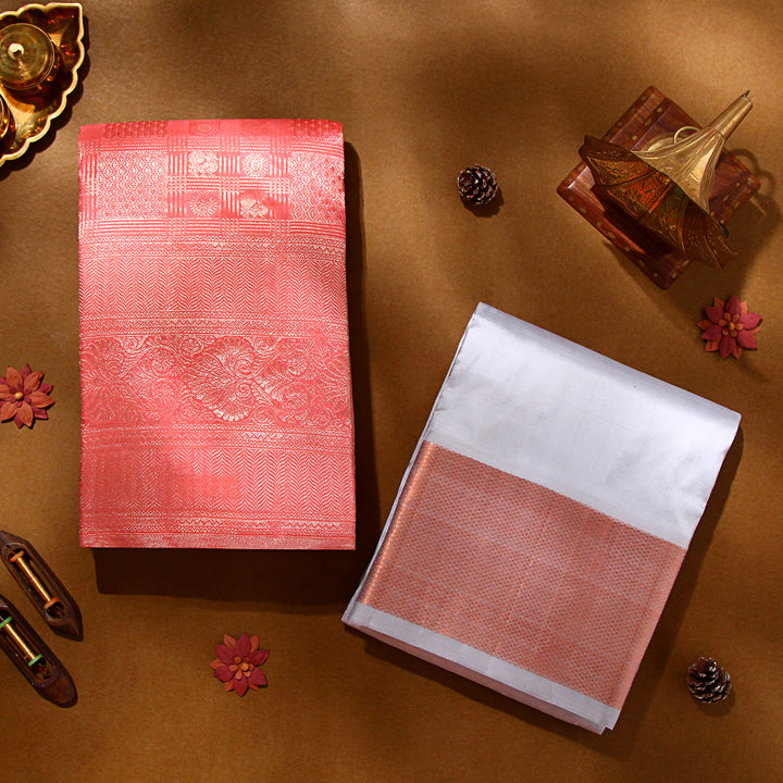 Kuberan Peach Kanchivaram Silk Saree