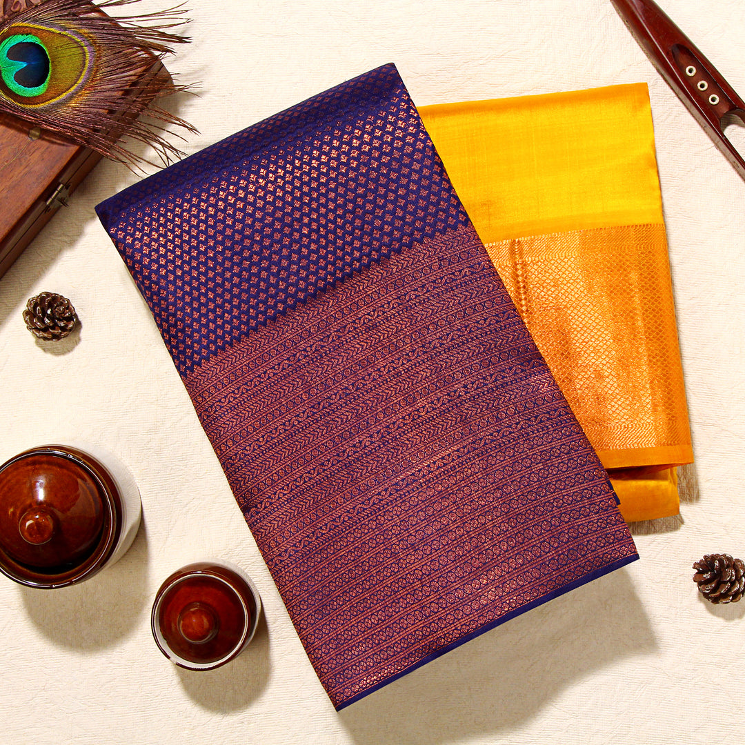 Kuberan Navy Blue Kanchivaram Silk Saree