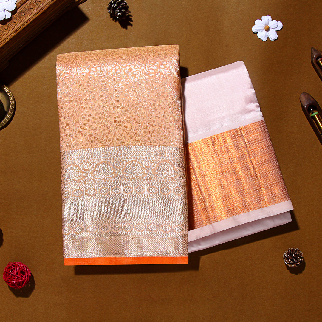 Kuberan Light Orange Kanchivaram Silk Saree