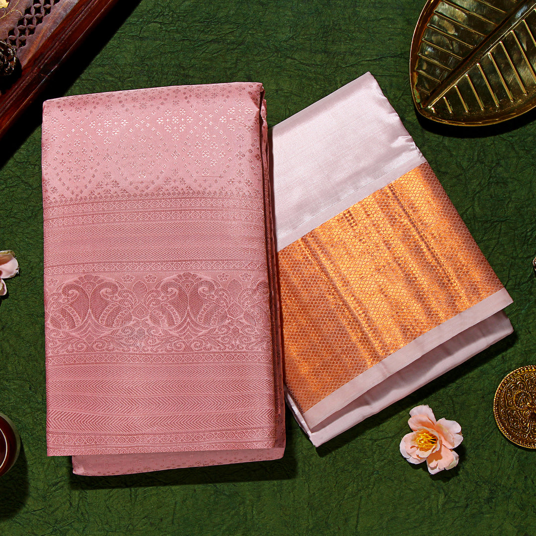 Kuberan Light Peach Kanchivaram Silk Saree