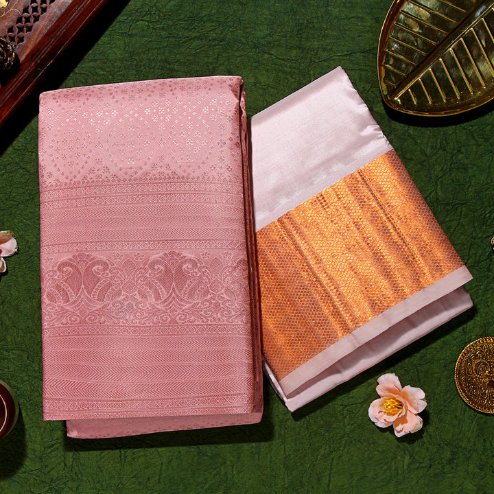 Kuberan Light Peach Kanchivaram Silk Saree