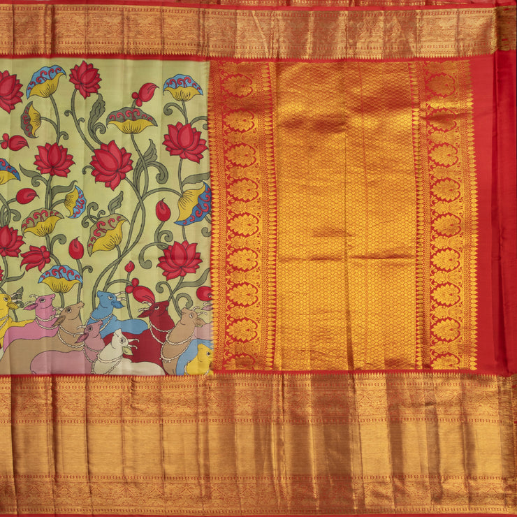 Yellow Kanchipuram with Handpainted floral Kalamkari saree | Saree, Silk  saree kanchipuram, Elegant saree