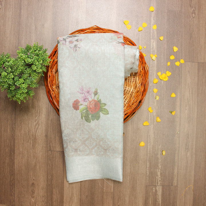 Light Blue Linen Saree