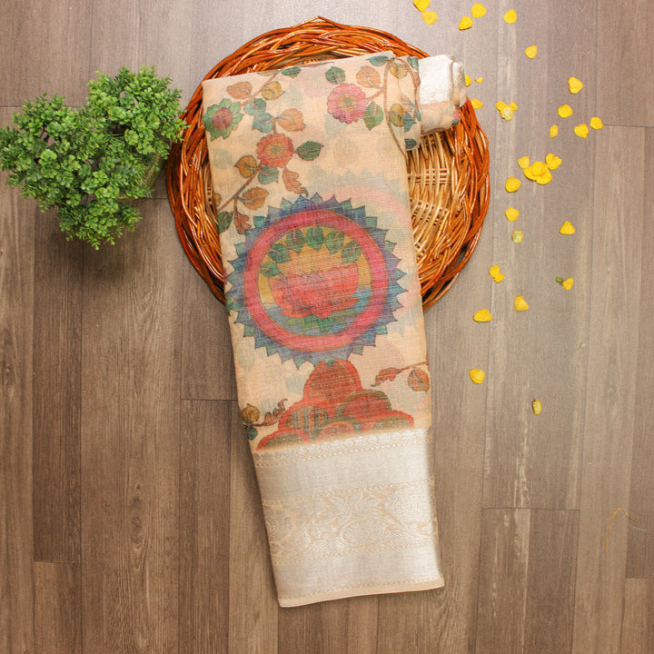 Light Peach Linen Saree 