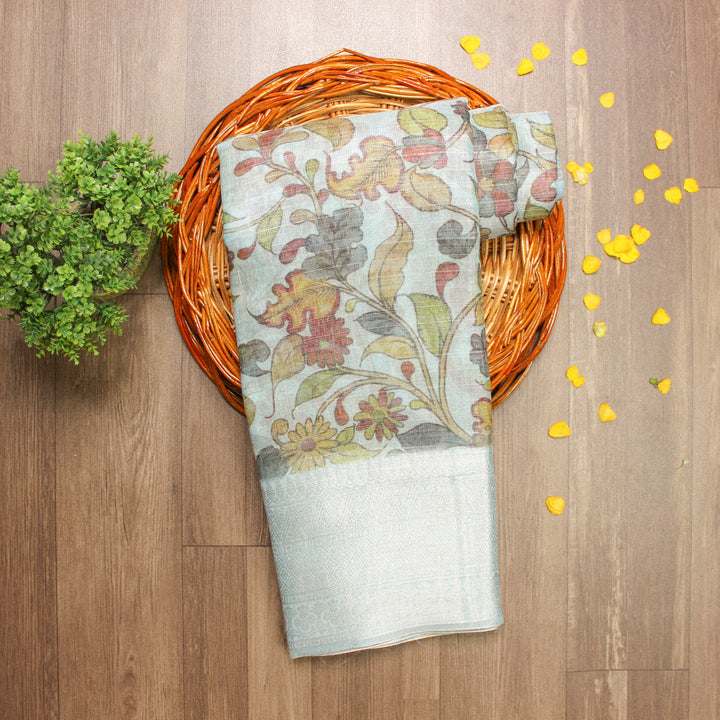 Light Blue Linen Saree