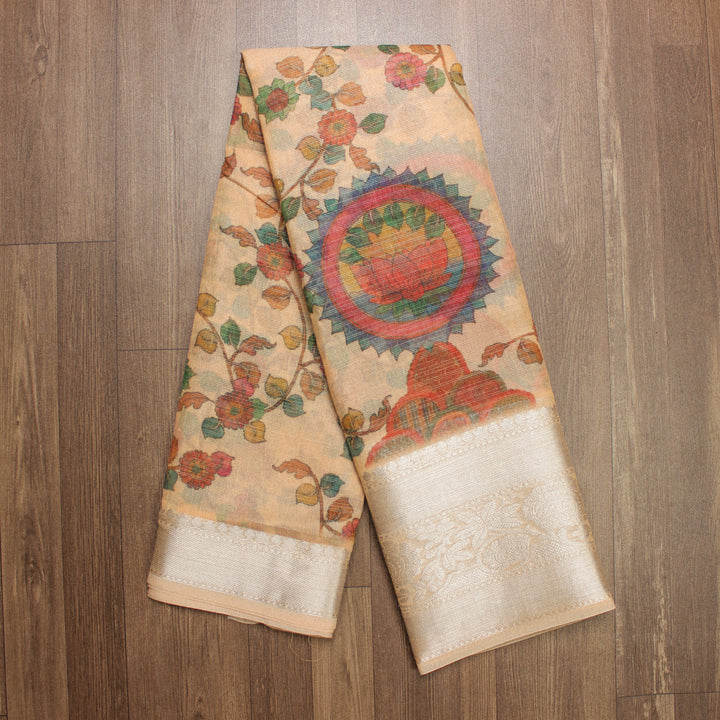 Light Peach Linen Saree 