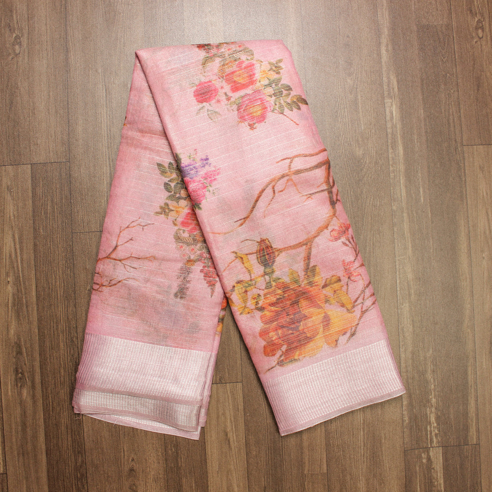 Light Pink Linen Saree