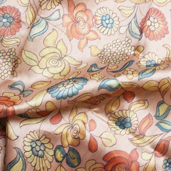 Kuberan Onion Pink Raw Silk Printed Saree