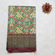 Kuberan Green Raw Silk Printed Saree