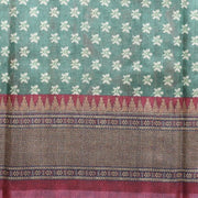 Kuberan Green Raw Silk Printed Saree