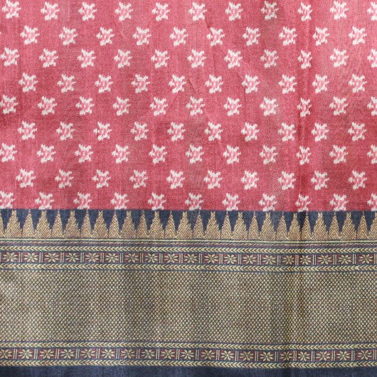 Kuberan Brick Red Raw Silk Printed Saree