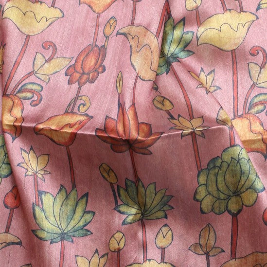 Kuberan Onion Pink Raw Silk Printed Saree