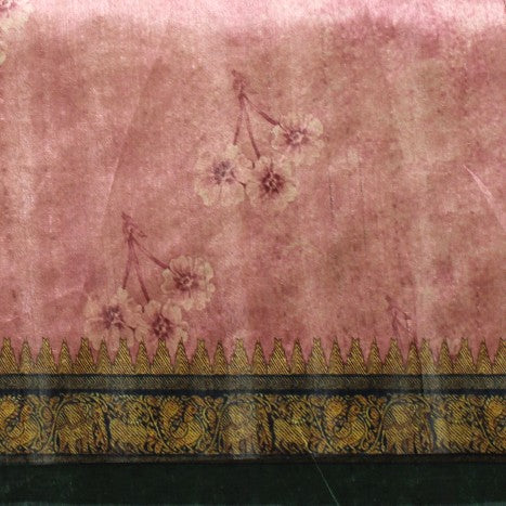 Kuberan Dull Pink Raw Silk Printed Saree