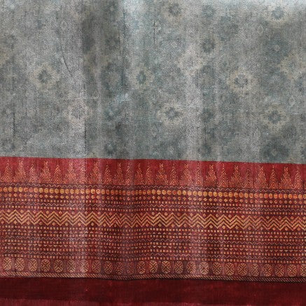 Baby Blue Raw Silk Printed Saree