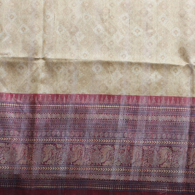 Kuberan Baby Green Raw Silk Printed Saree