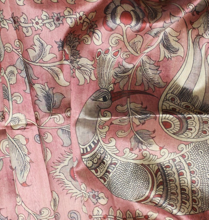 Kuberan Pink Raw Silk Printed Saree