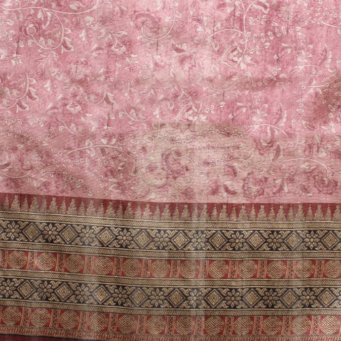 Kuberan Pink Raw Silk Printed Saree