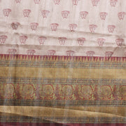 Beige Raw Silk Printed Saree