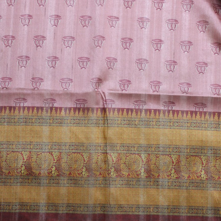 Kuberan Pink Raw Silk Printed Saree