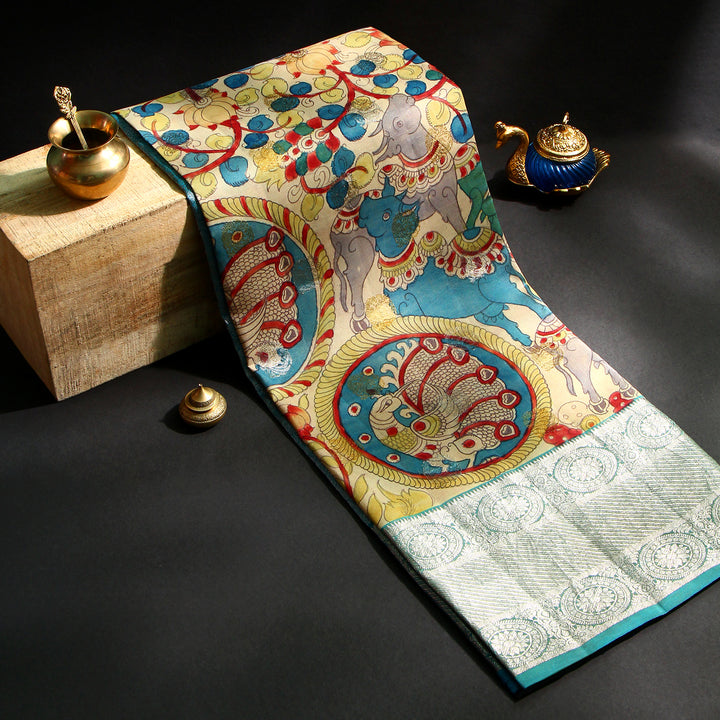 Kuberan Kalamkari Kanchipuram Silk Saree