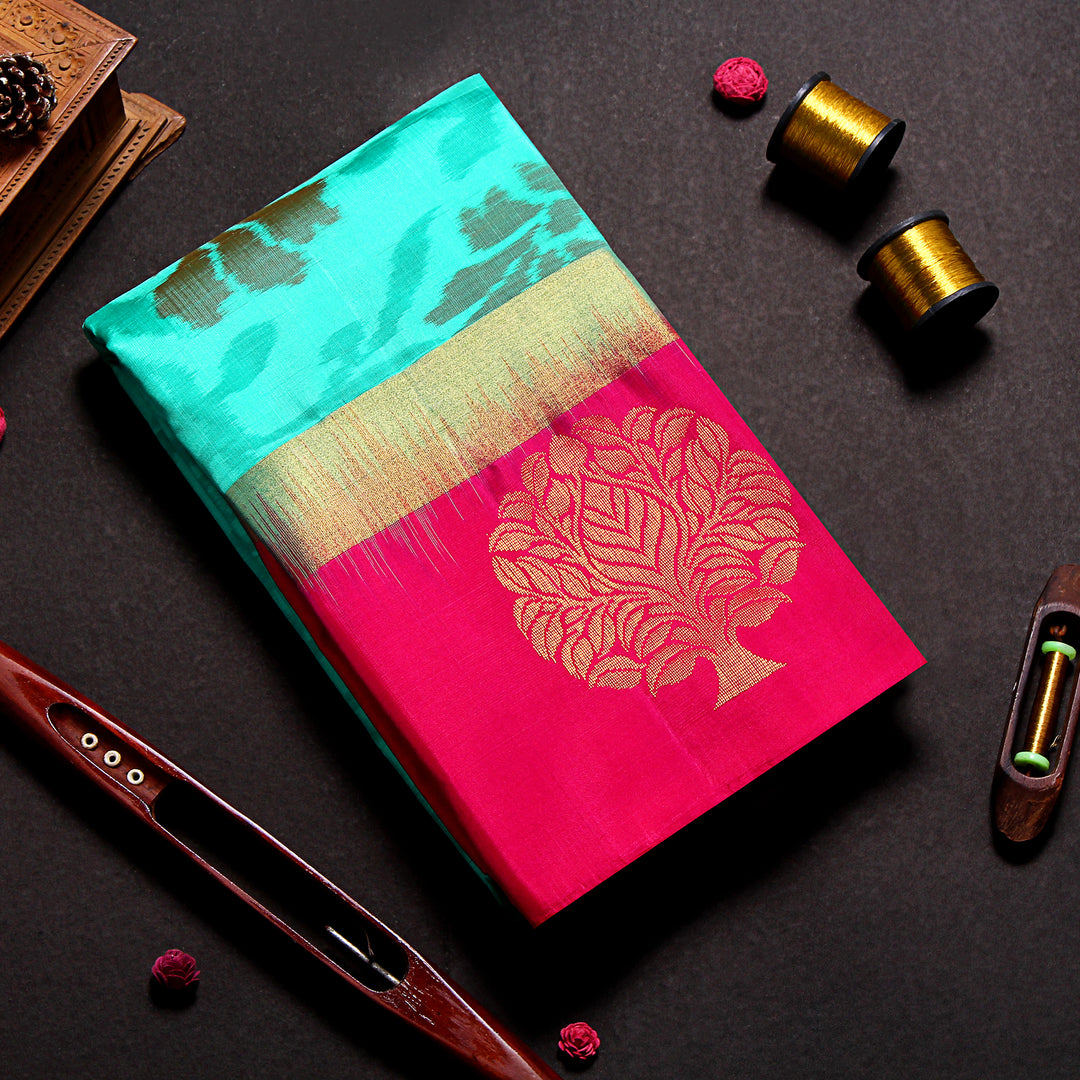 Seagreen Pochampally Silk Saree