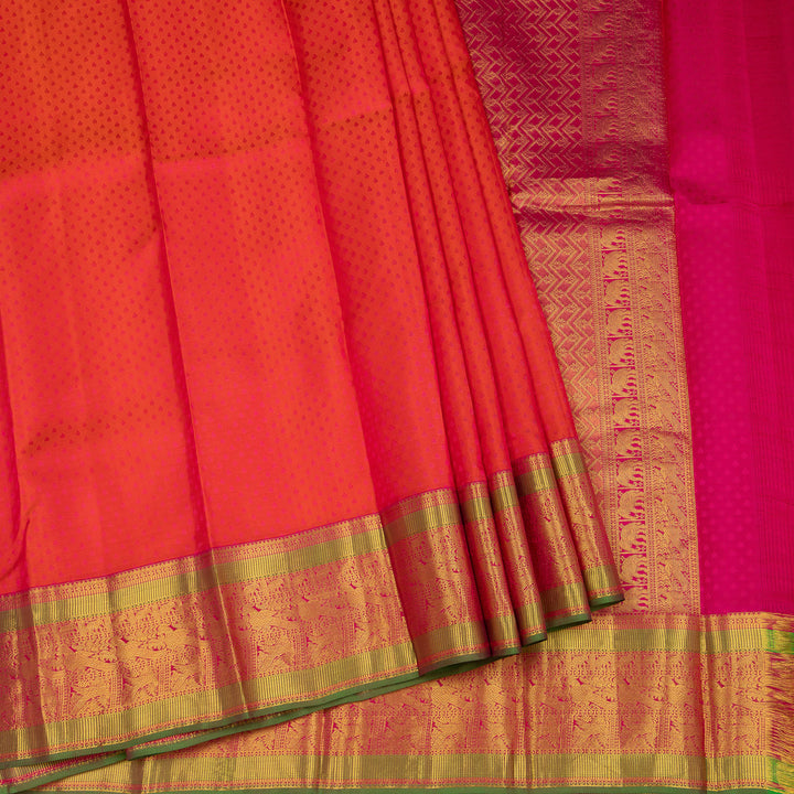 Kuberan Orange Pure Silk Saree