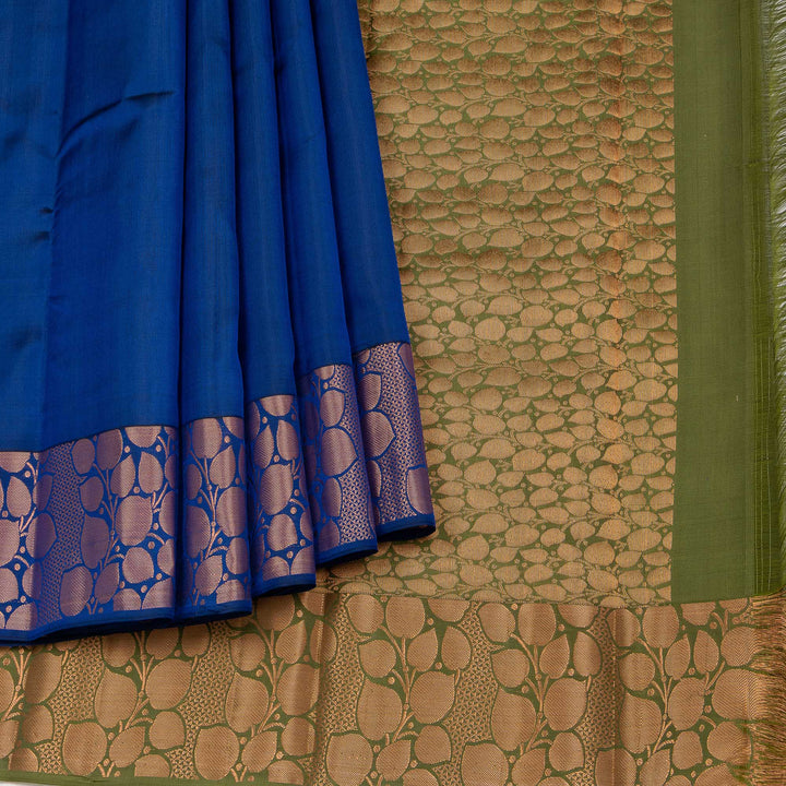 Kuberan Navy Blue Pure Silk Saree