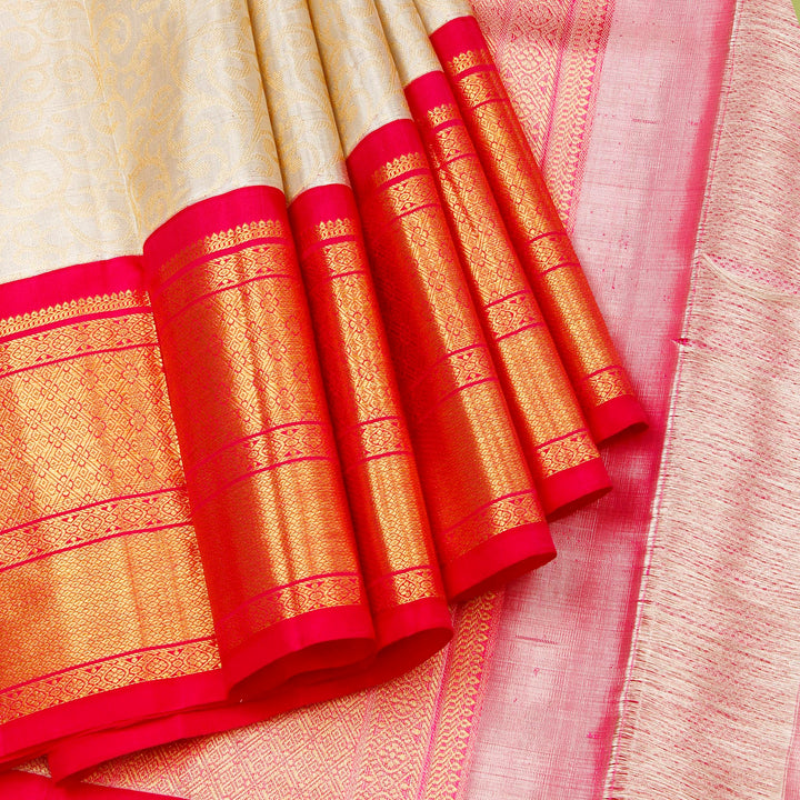 Kuberan Silver Red  Kanchivaram Silk Saree