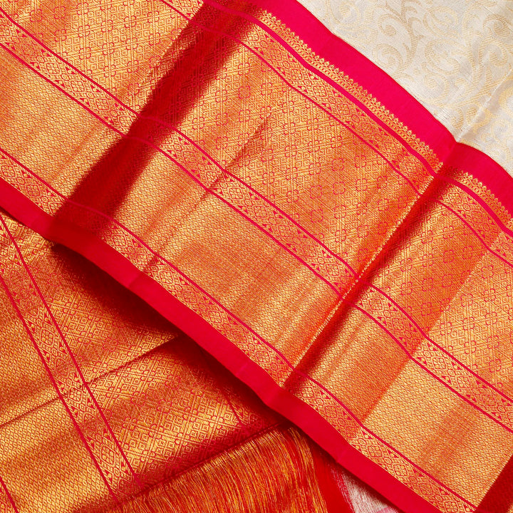 Kuberan Silver Red  Kanchivaram Silk Saree