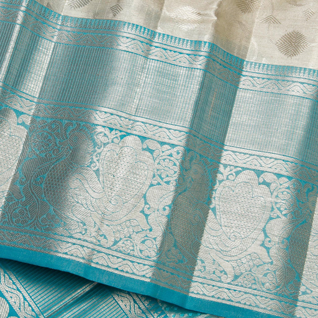 Kuberan Silver Blue Kanchivaram Silk Saree