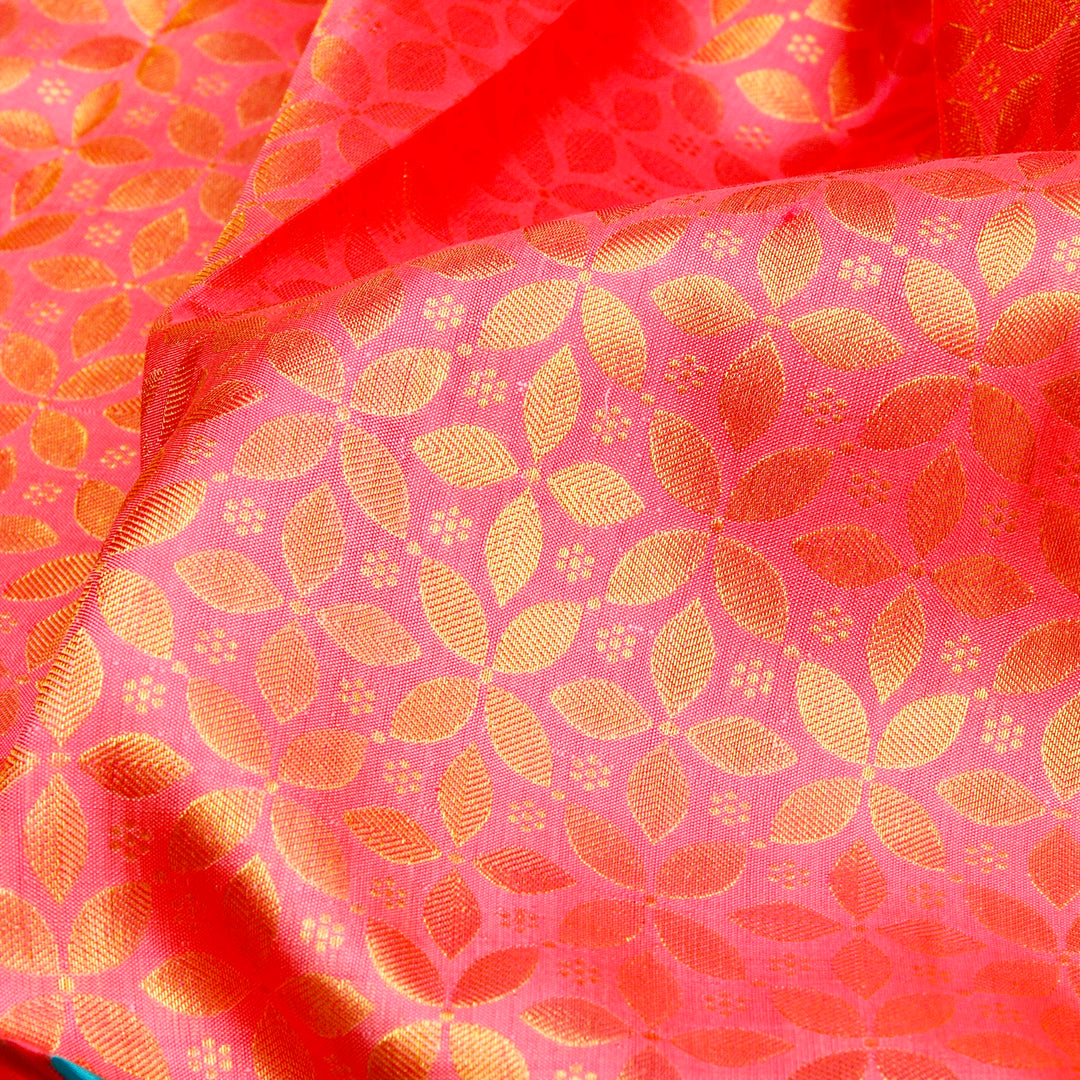 Kuberan Peach Blue Kanchivaram Silk Saree