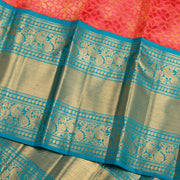 Kuberan Peach Blue Kanchivaram Silk Saree