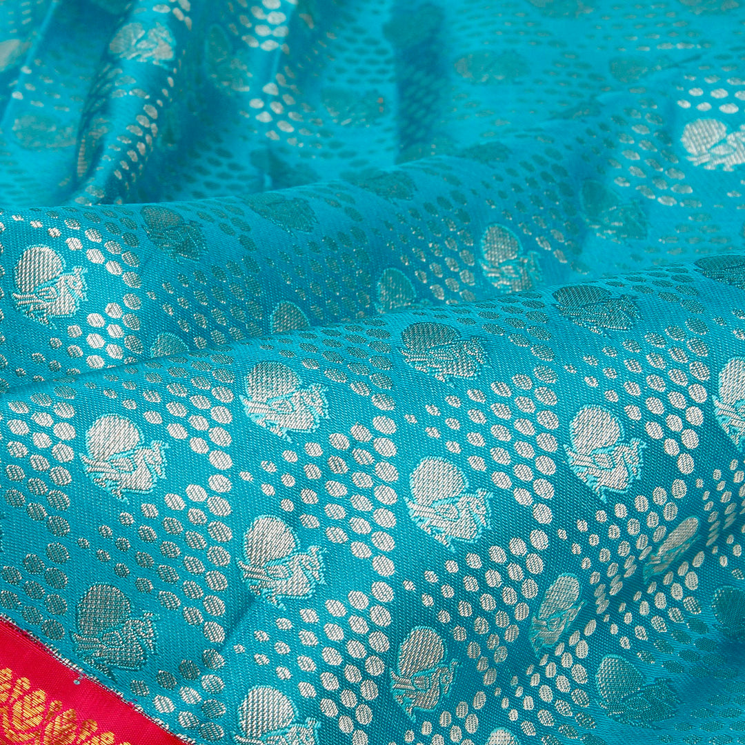 Kuberan Sky Blue Kanchivaram Silk Saree
