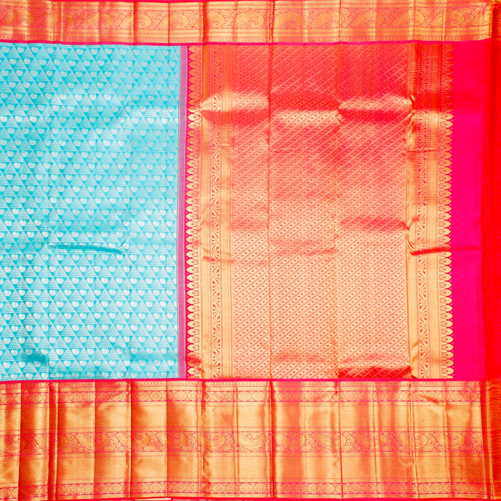 Kuberan Sky Blue Kanchivaram Silk Saree